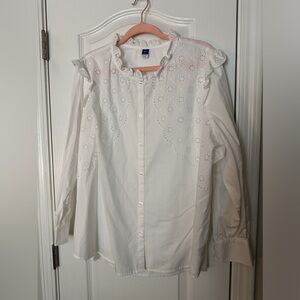 Old Navy White LS Blouse Sz XXL